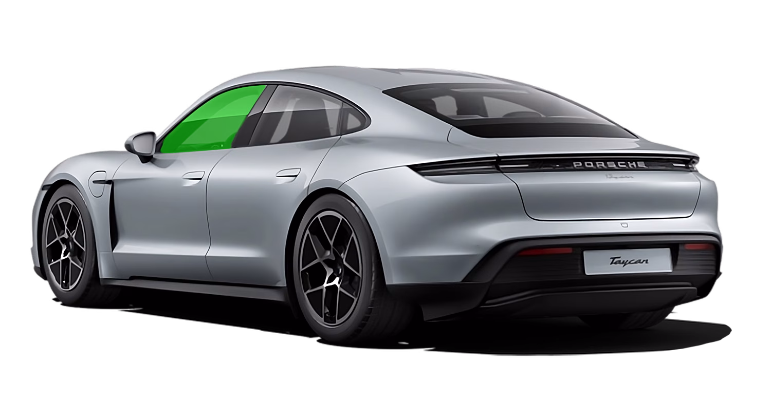Coverage diagram: front two windows tinted to match factory rear tint