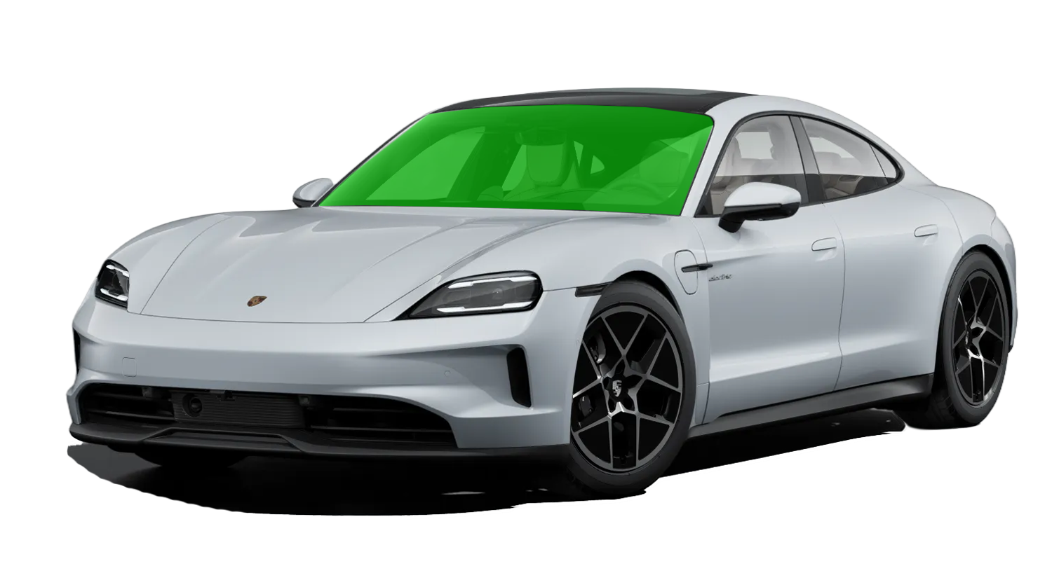 Sedan illustration with the windshield glass highlighted